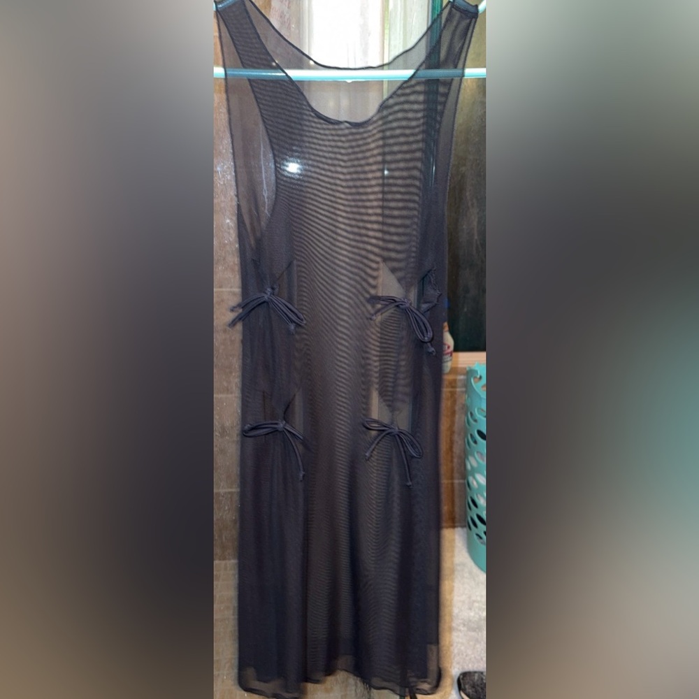 Black Sheer Cover-Up with Bow Details S Sm